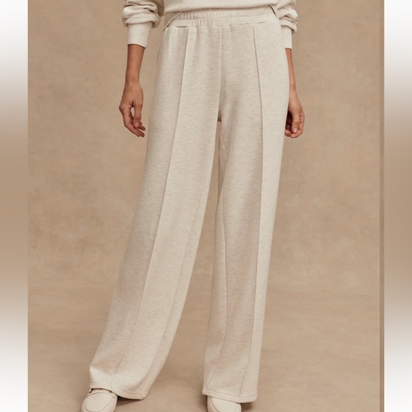 Varley Wide Leg Pant - Ivory Marl - Picture 3 of 12